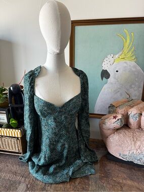 Wilfred Green Floral Smocked Bodice Mini Dress Aritzia